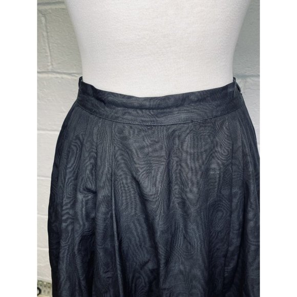 Vintage 50s Full Circle‎ Skirt Black Moire Toni Owen Sportswear Small Pockets - Picture 2 of 16
